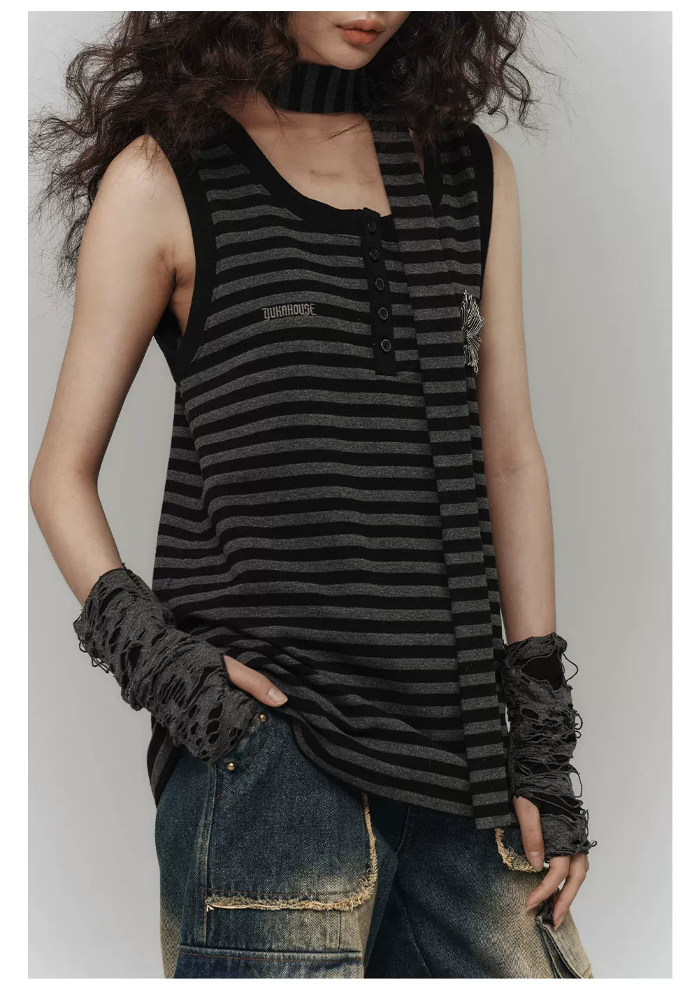 Star Stripe Oversize Long Sleeve T-Shirt & Tank Top