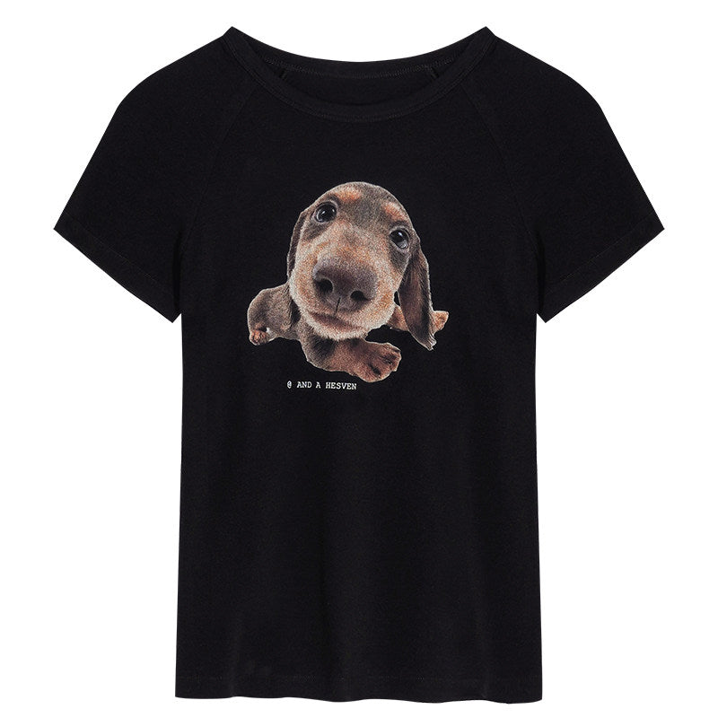Portrait Print Fitted Short Sleeve T-Shirt