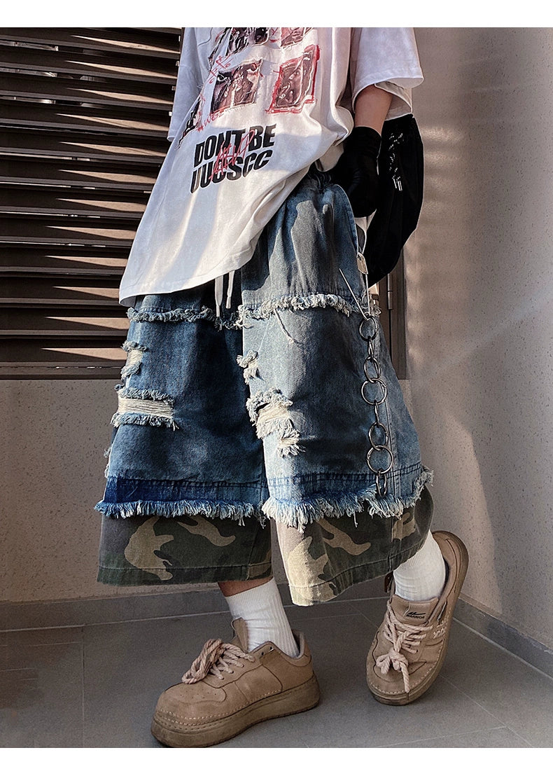 Hip Hop Camouflage Ripped Jorts