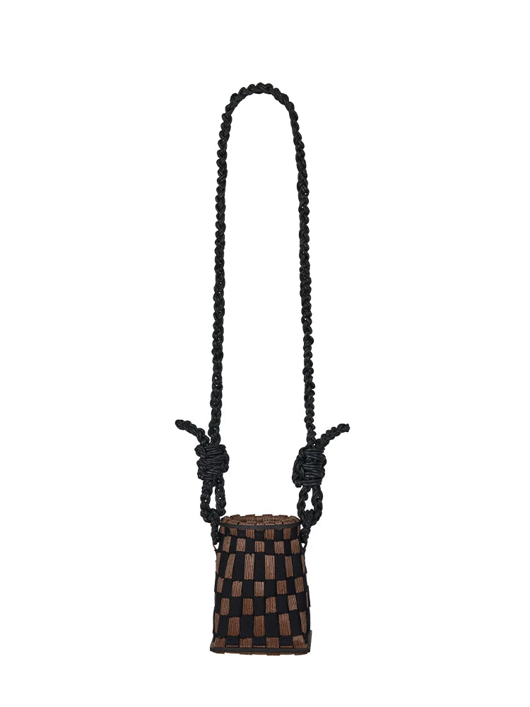 Paper Rattan Vase-Shaped Shoulder Bag