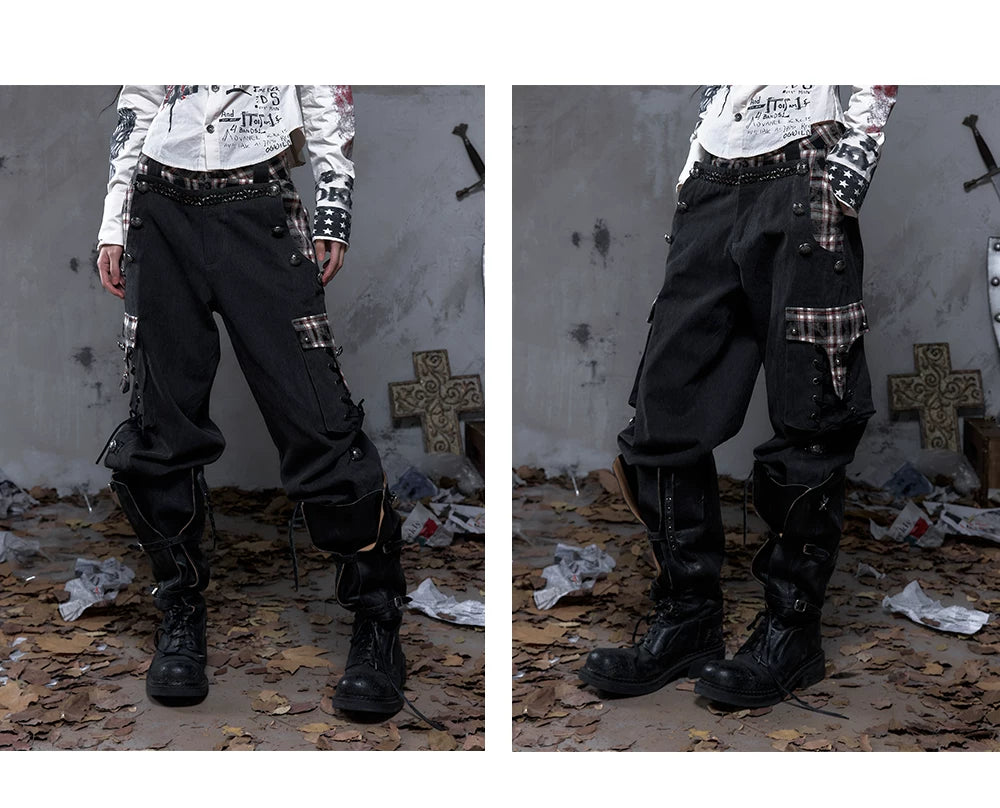 Panel Design Multi-Pocket Tapered Pants
