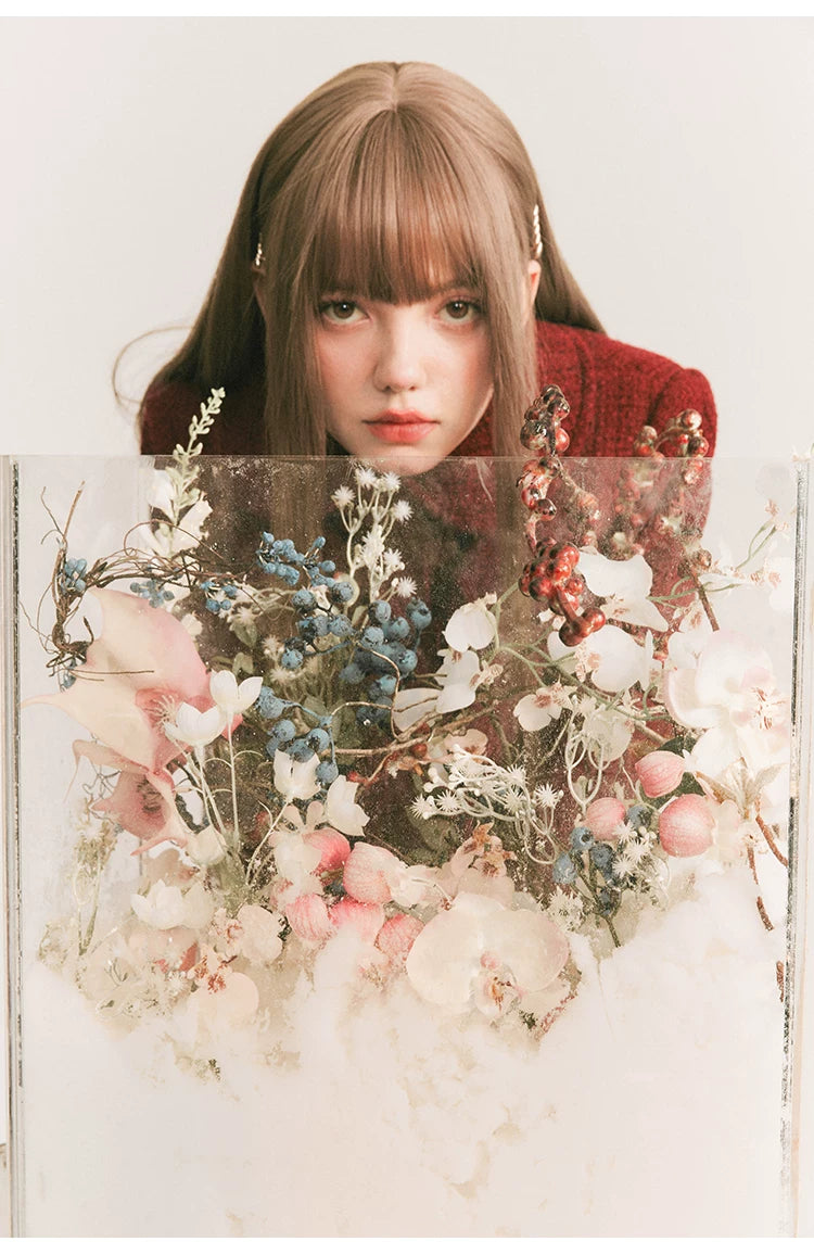 Round Collar Tweed Jacket & A-Line Tweed Skirt Setup