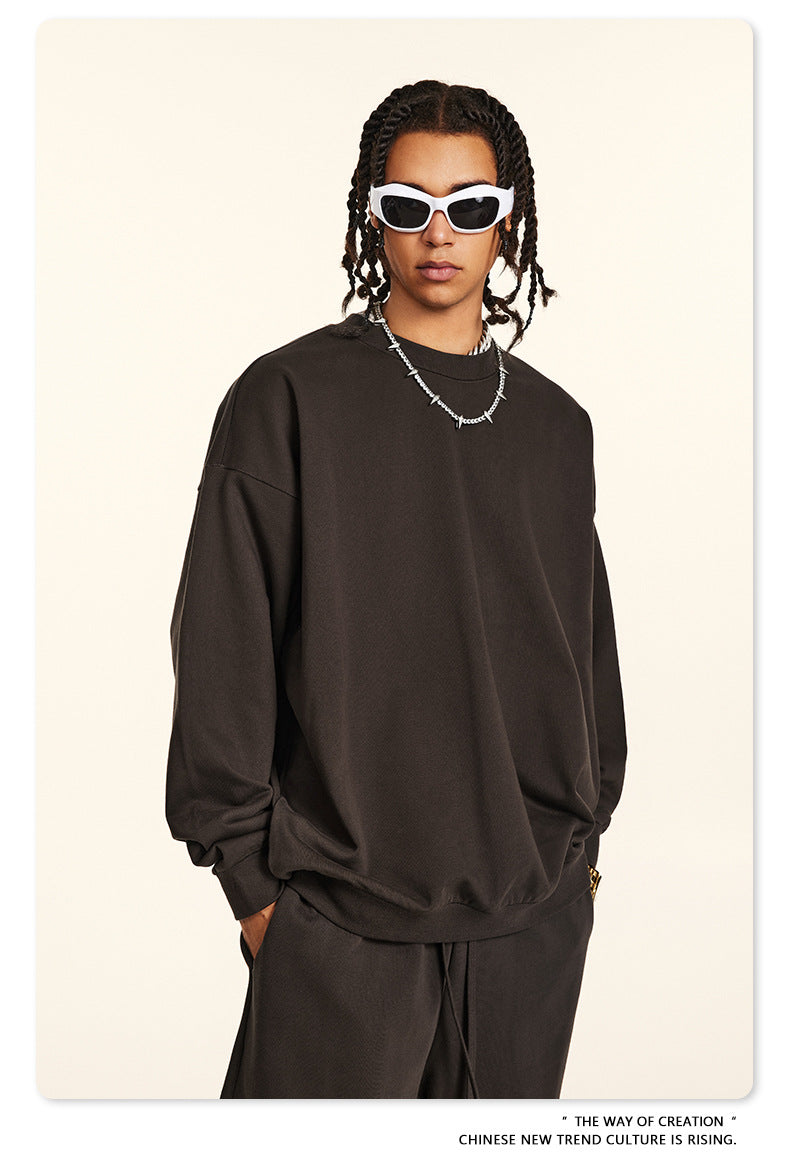 Oversize Heavyweight Basic Round Neck Sweatshirt