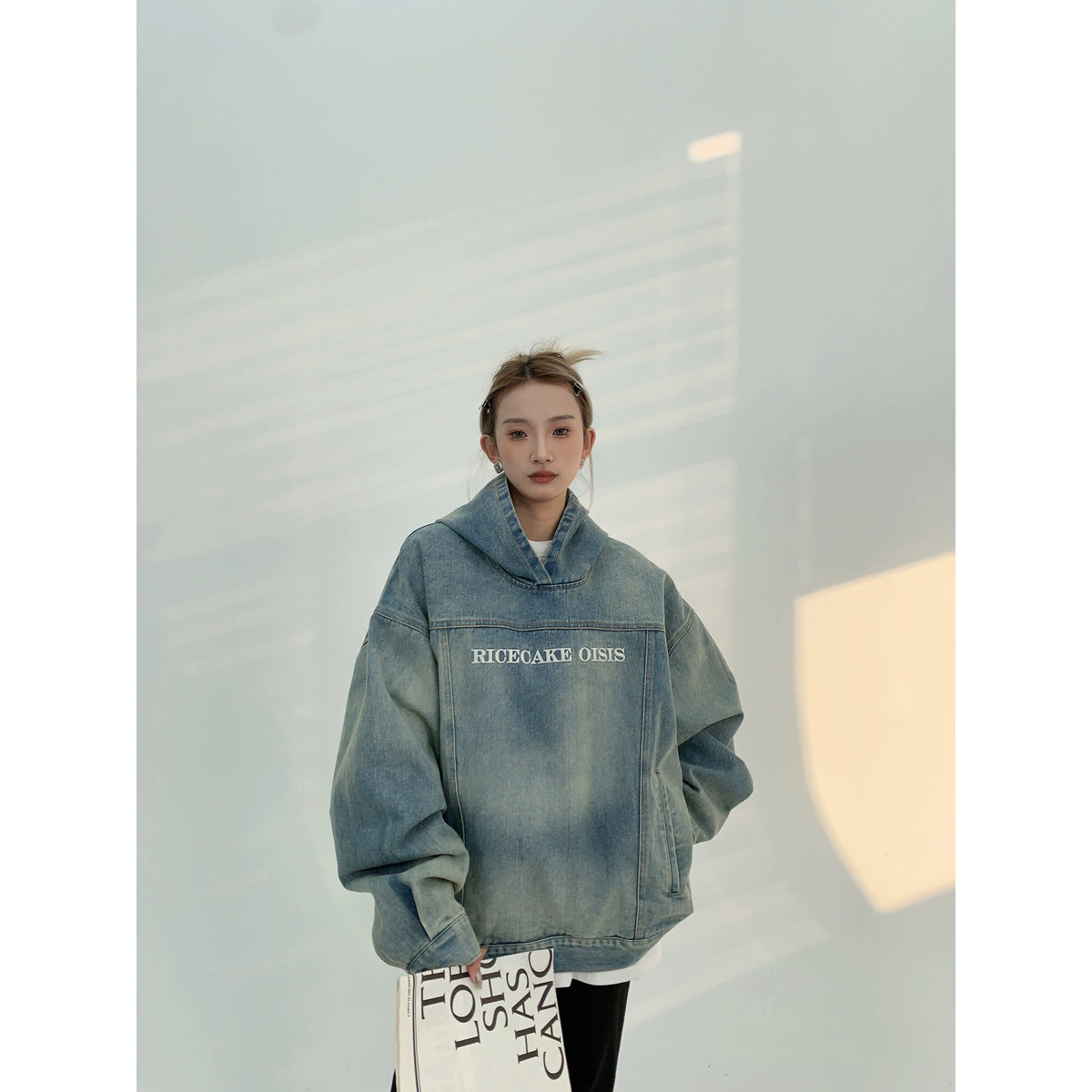 Sweat à capuche en jean oversize