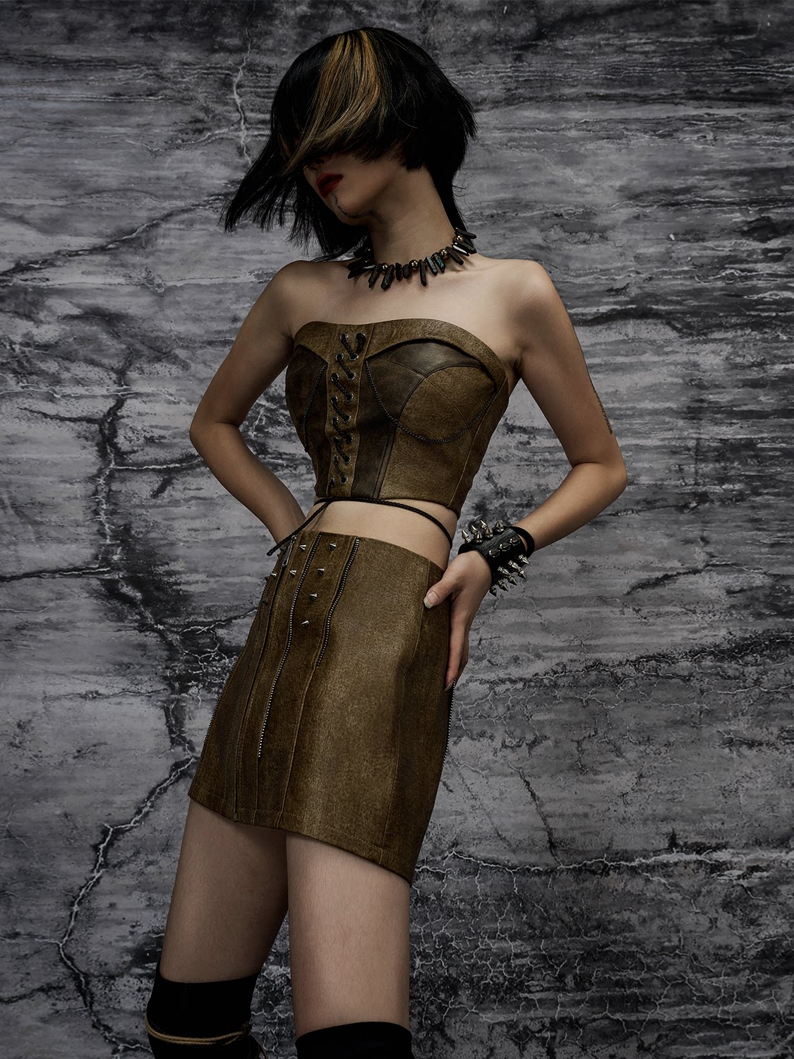 Heavy PU Leather Padded Slim Bustier