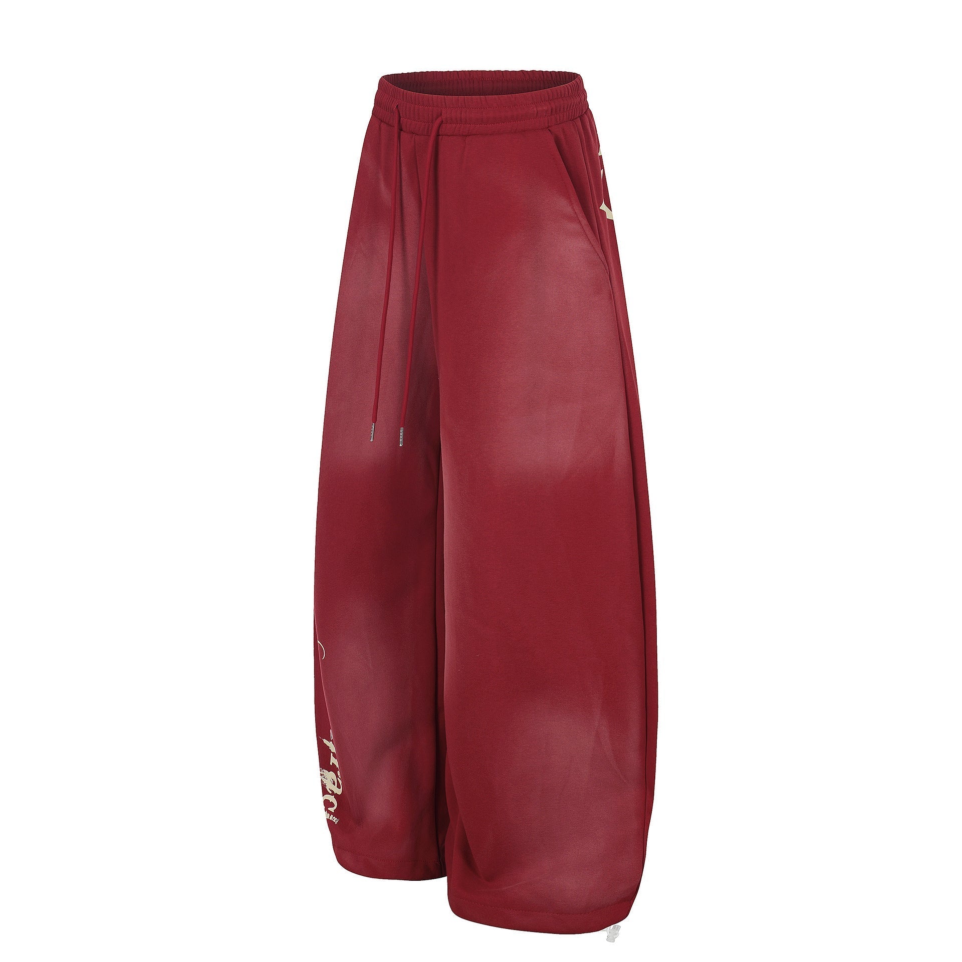 Washed Gradient Logo Print Wide Leg Sporty Pants
