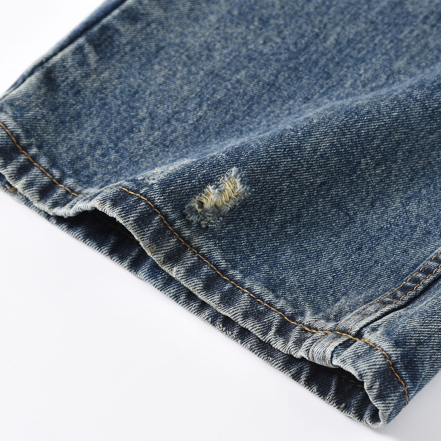 Paint Damage Straight Denim Jeans