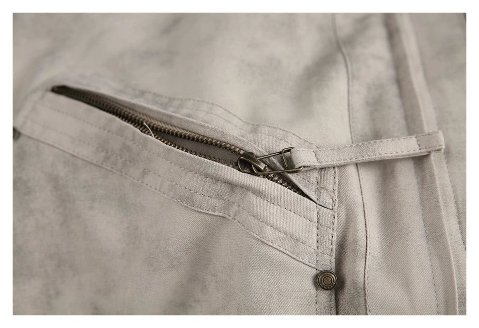 Distressed Stand Collar Jacket