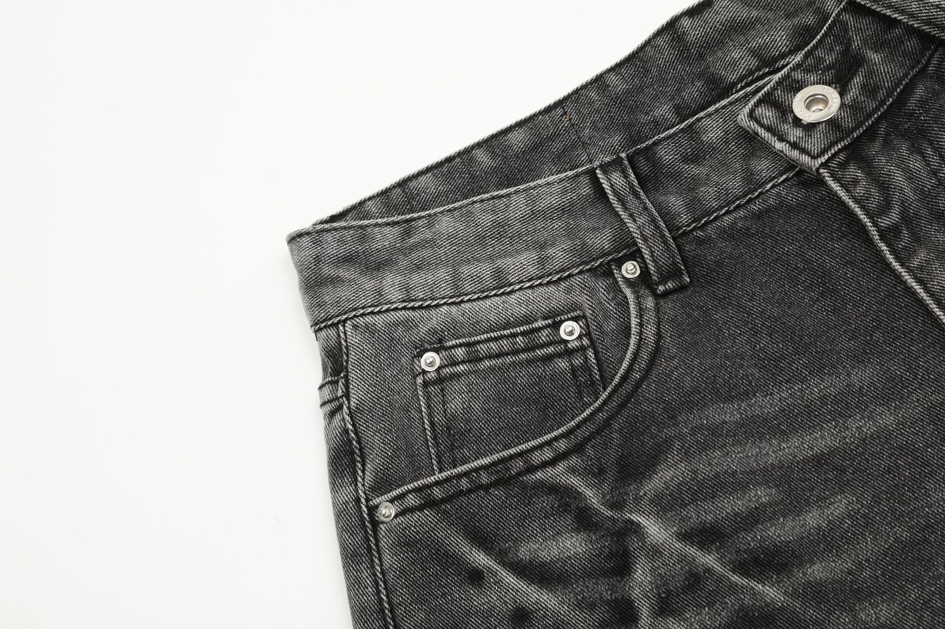 Washed Wide Leg Denim Jort