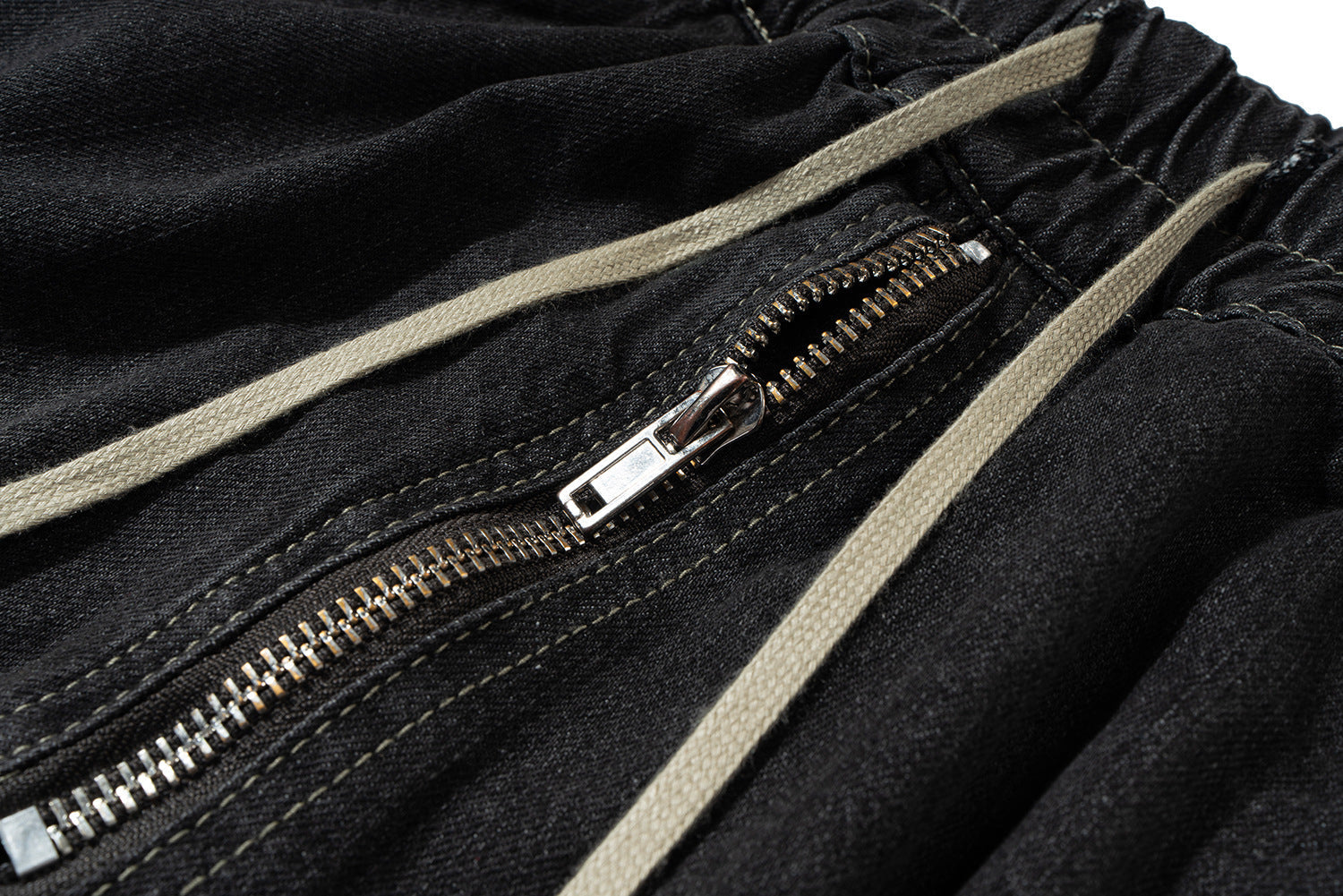 Drawstring Cargo Damage Denim Jort
