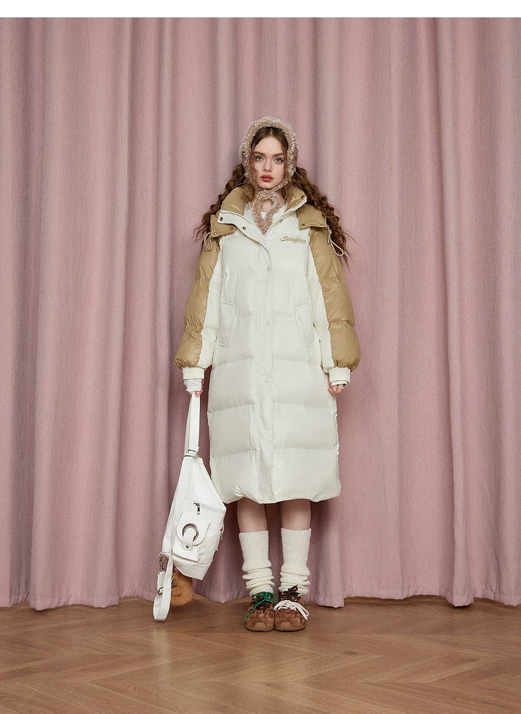 Stand Neck Long White Duck Down Coat