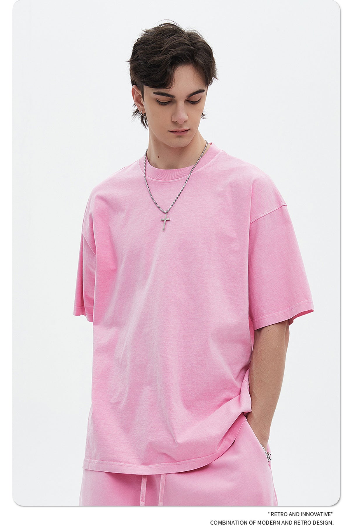 Oversize Washed Short-sleeve-T-shirt & Washed Short Sweatpants Setup