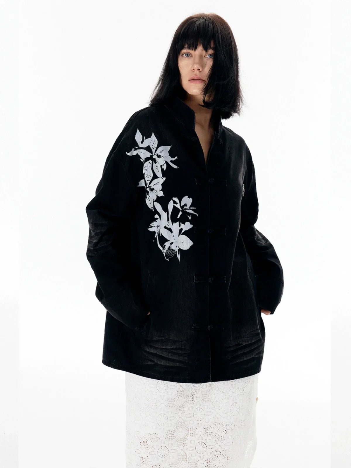 Washed Oversize Chinese Style Denim Shirt