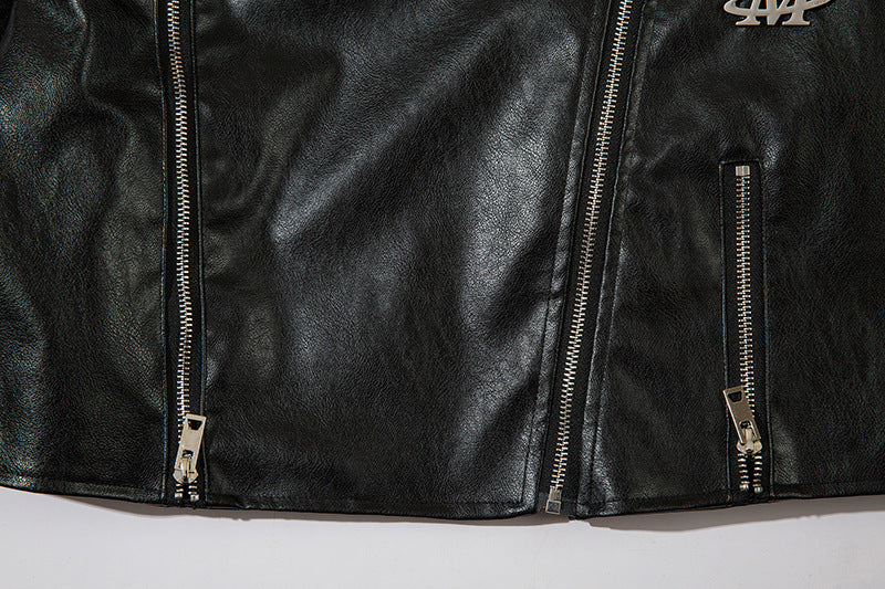 Cropped Loose Leather Jacket