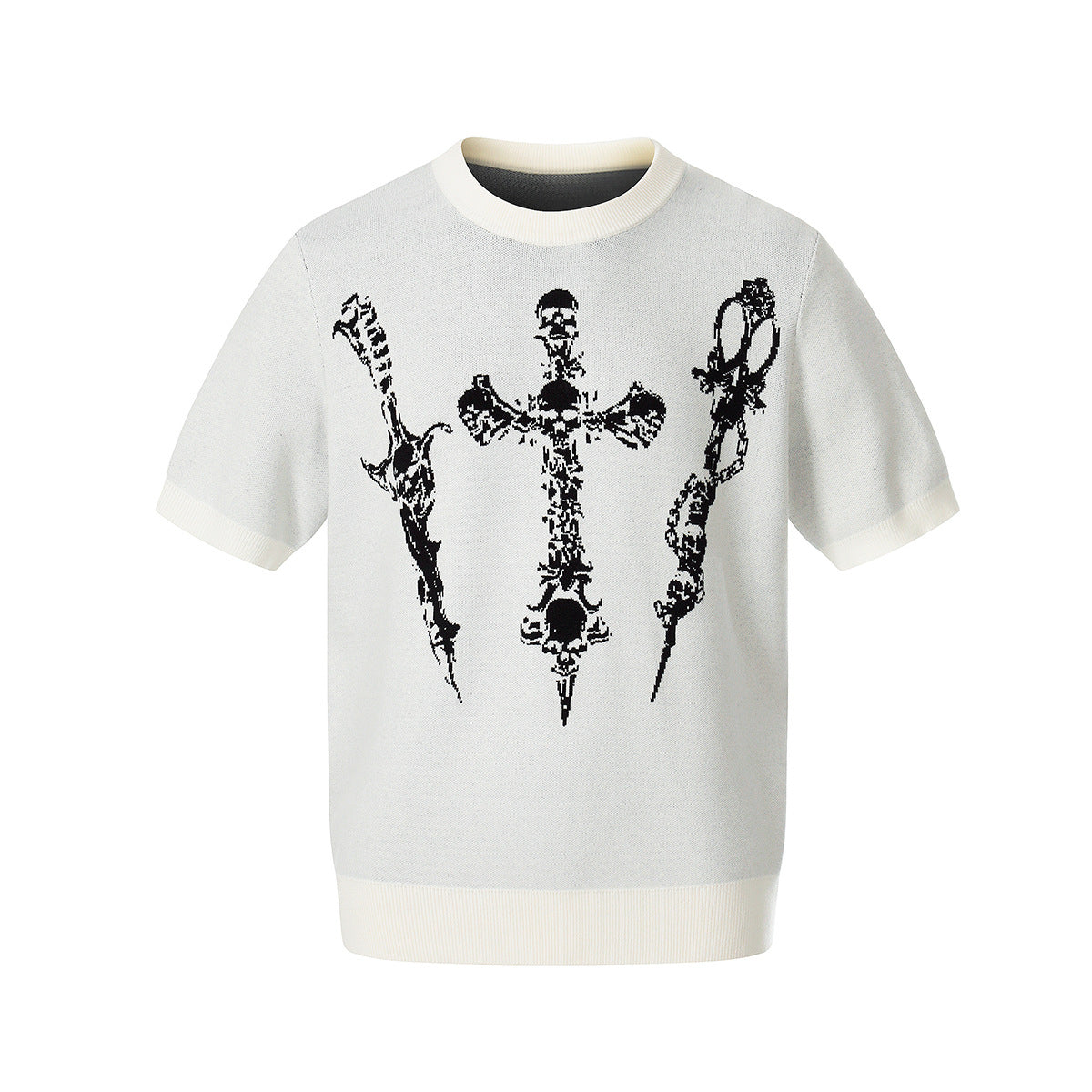Cross Skull Graphic Short Sleeve Knit T-shirt