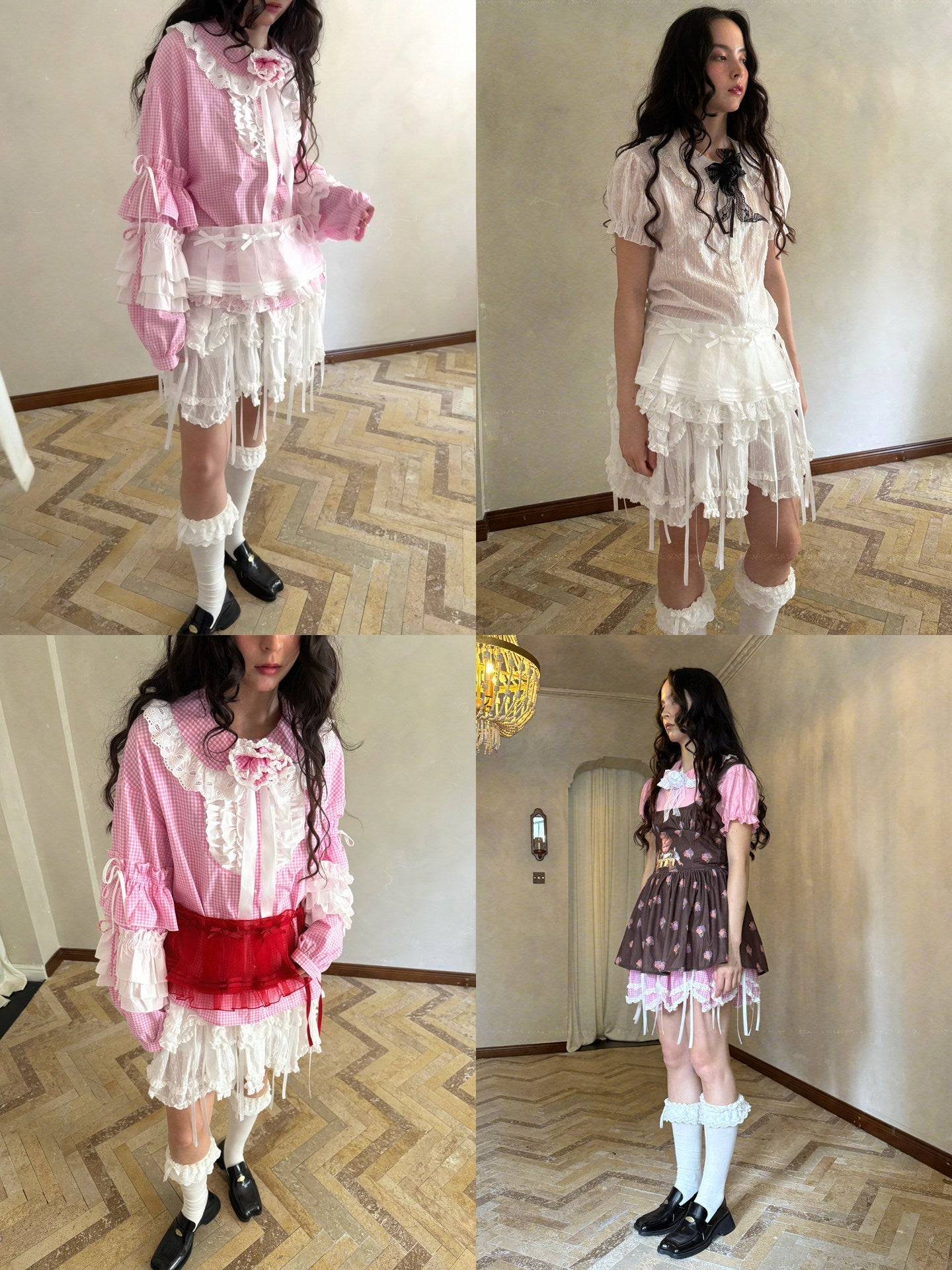 Bow Double-Layer Patchwork Half Skirt