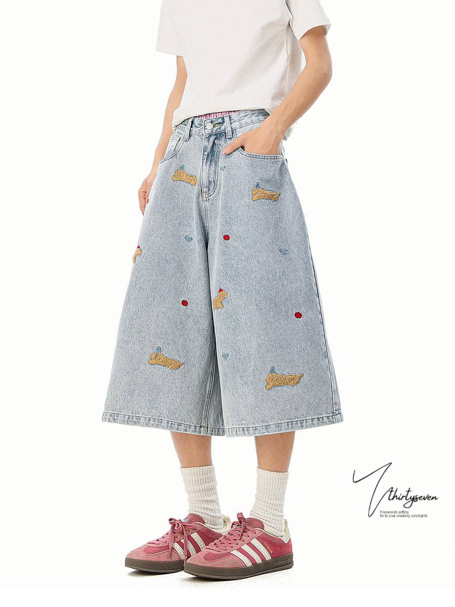Short en jean brodé Toys