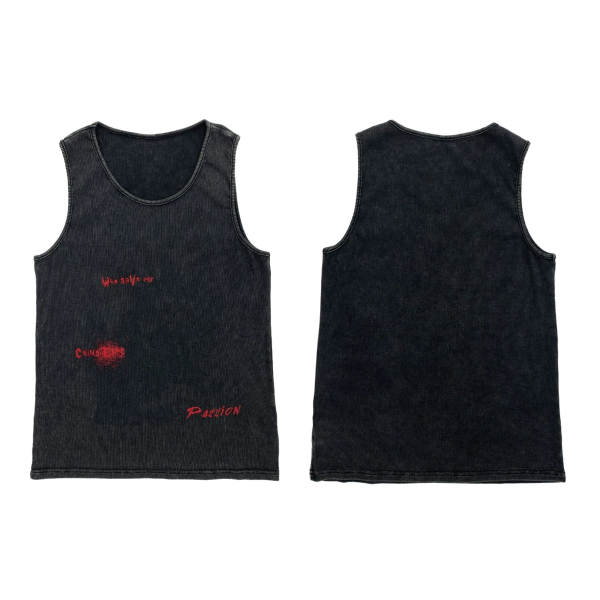 Letter Graffiti Round Neck Sleeveless Tank Top
