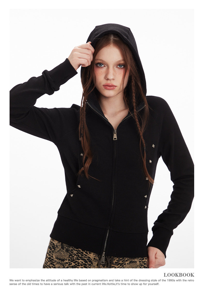 Veste à capuche avec double fermeture éclair et étoile