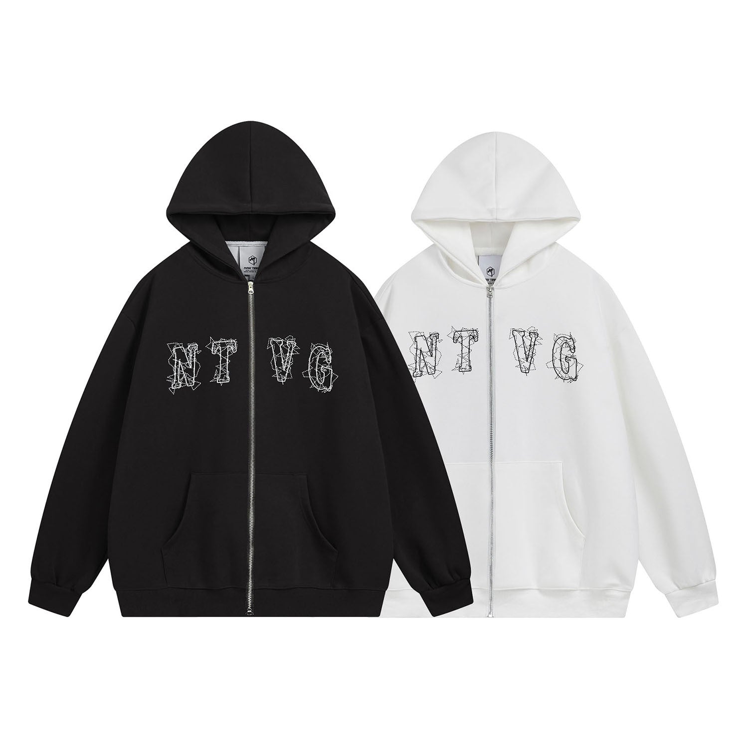 Graffiti Print Fleece Oversize Zipper Hoodie