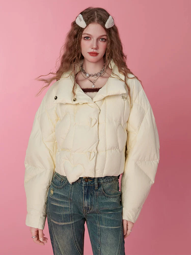 Short Thick White Duck Down Jacket