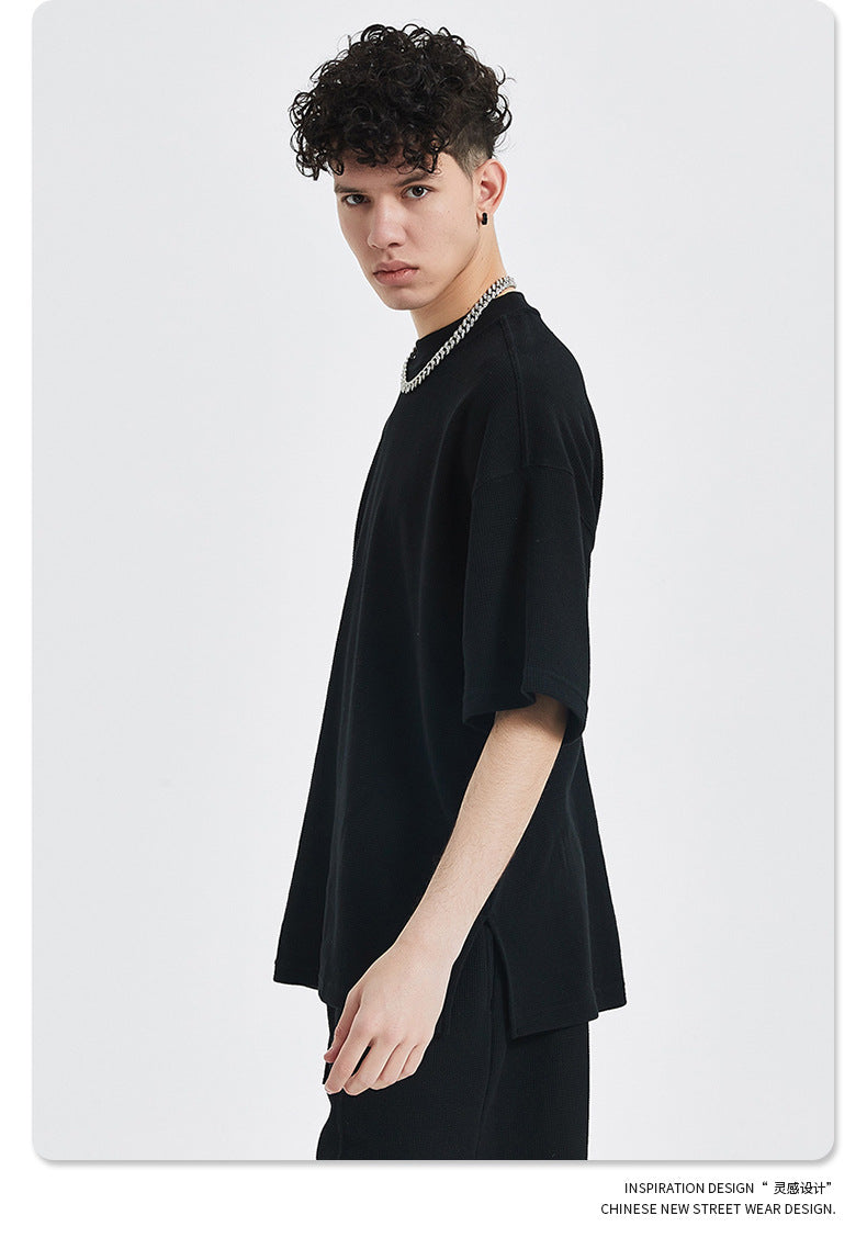 Oversize Waffle Short-sleeve T-shirt & Waffle Short Pants Setup