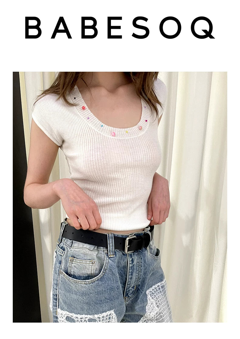 Pearl Design Knit Top