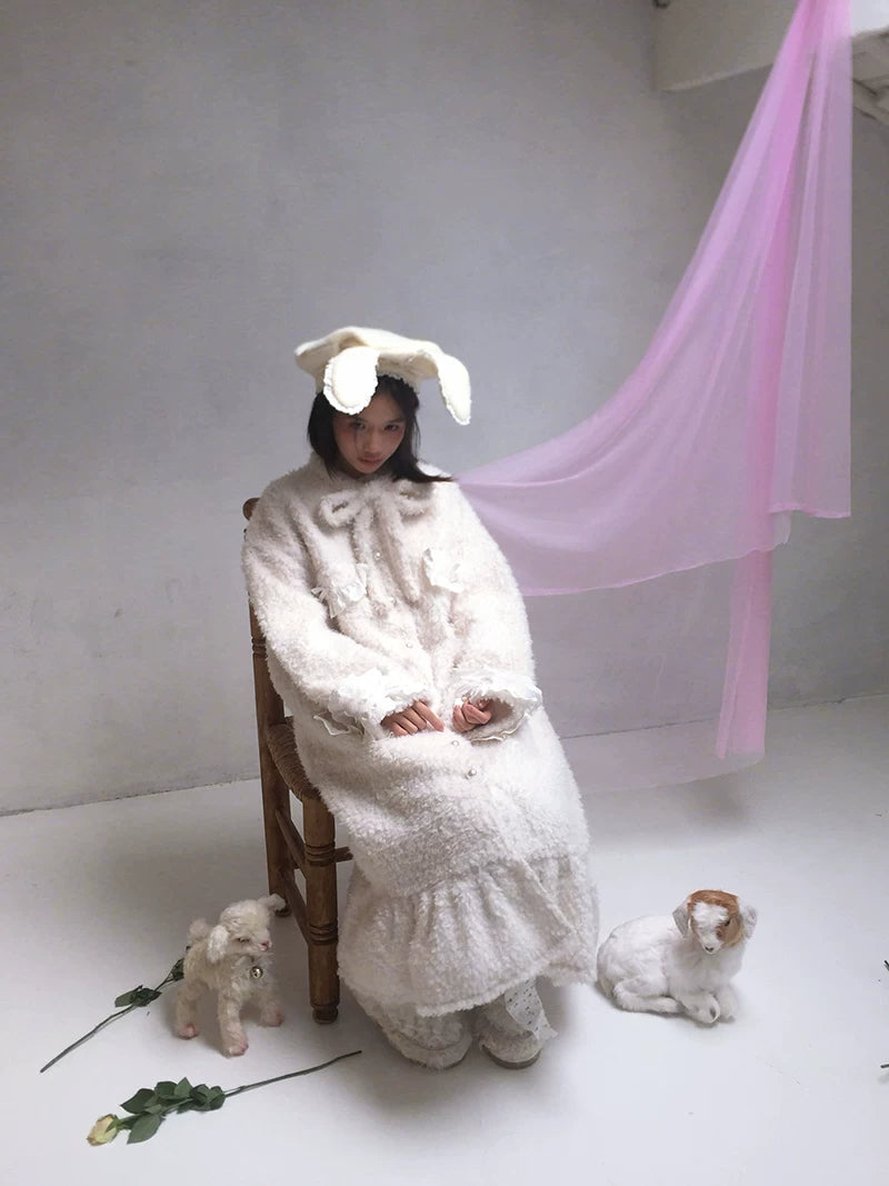 Wire Bunny Ear Lace Beret Hat