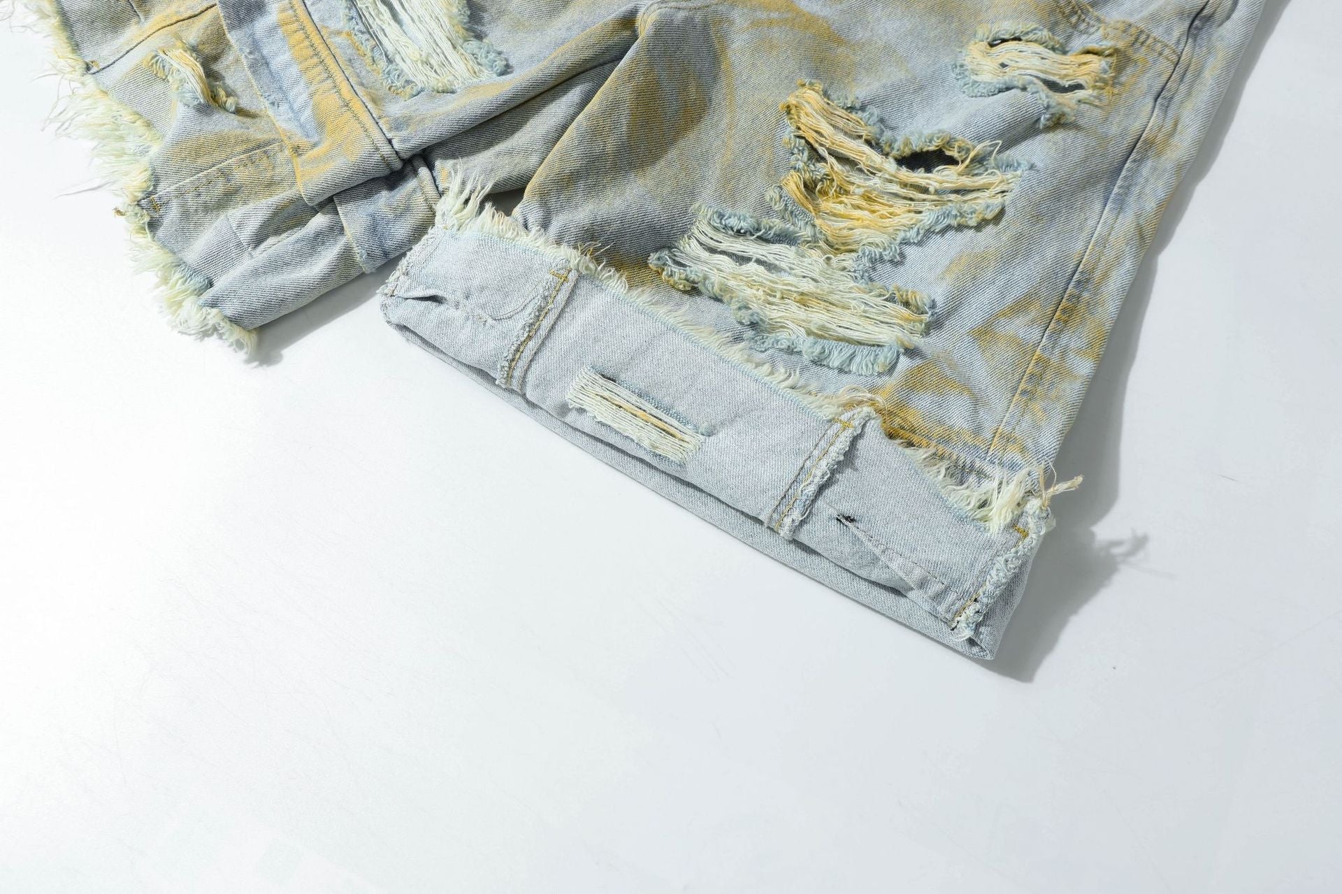 Washed Damage Denim Jort