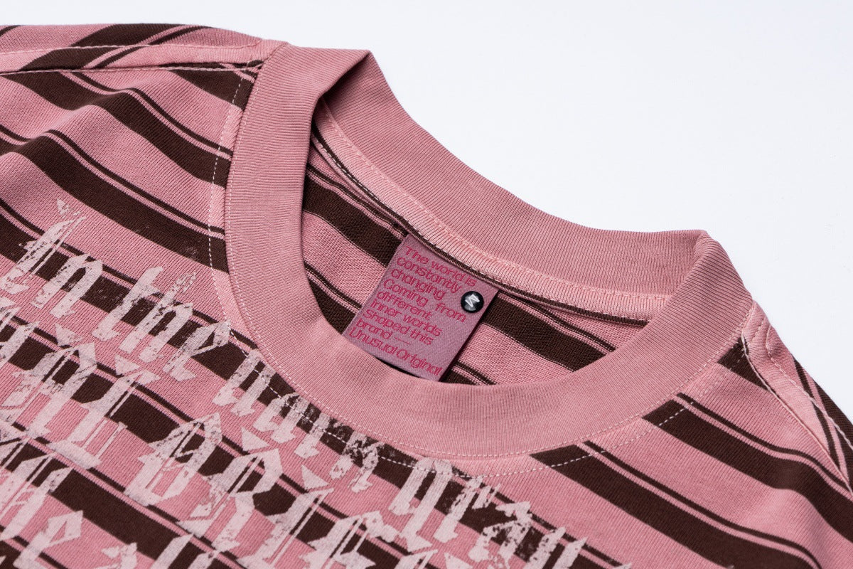Striped Letter Print Oversize Short Sleeve T-Shirt