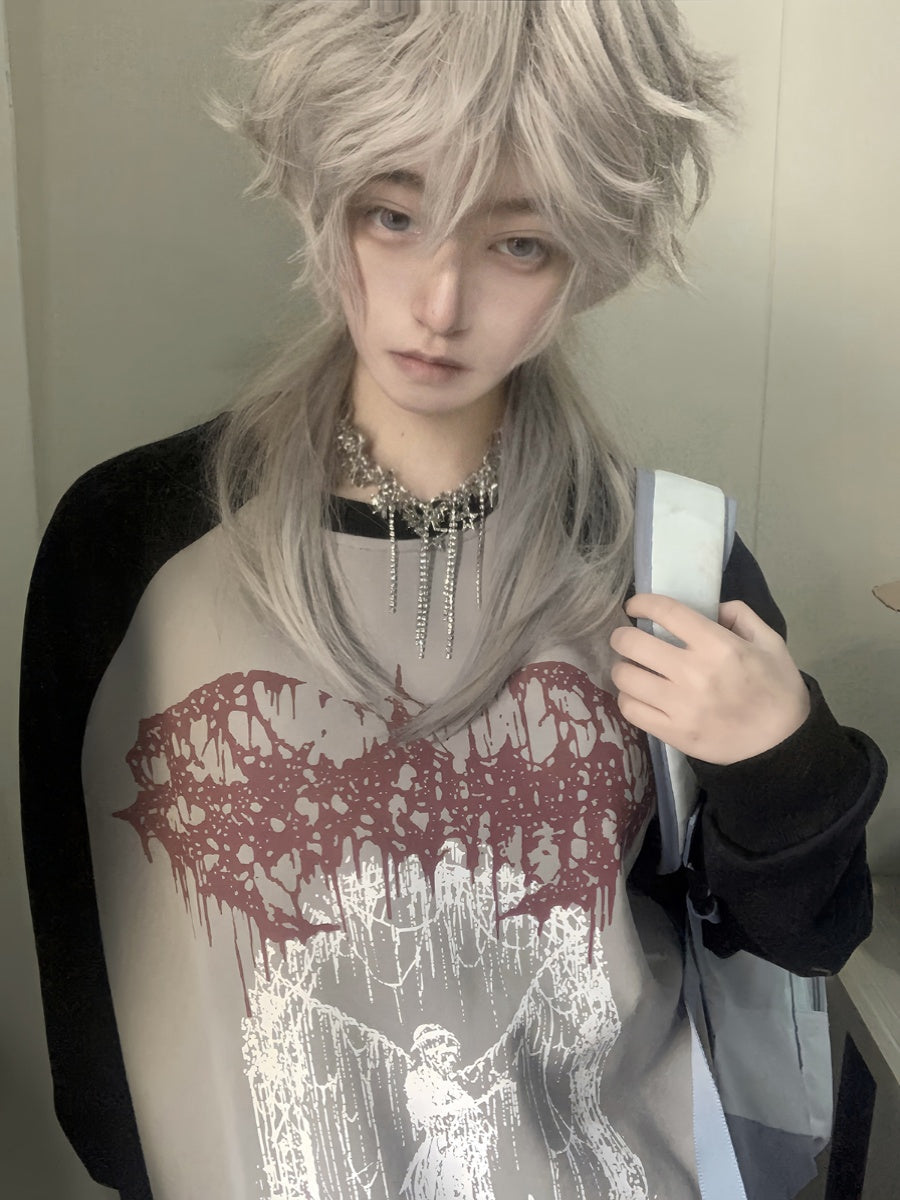 Raglan Sleeve Graffiti Print Pullover Sweatshirt