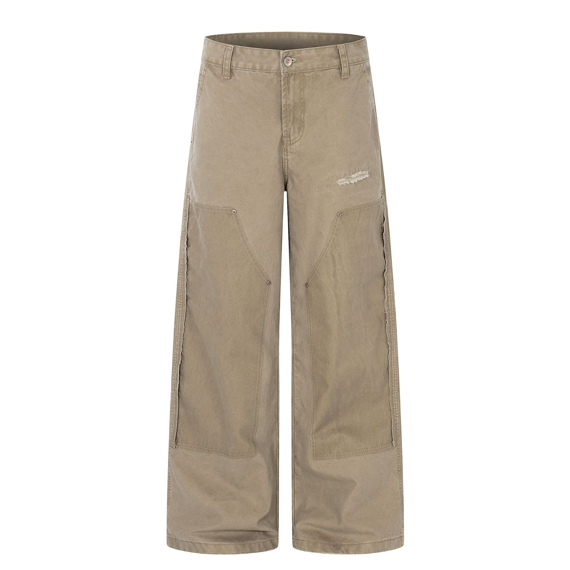 Damage Patchwork Wide Leg Cargo Pants