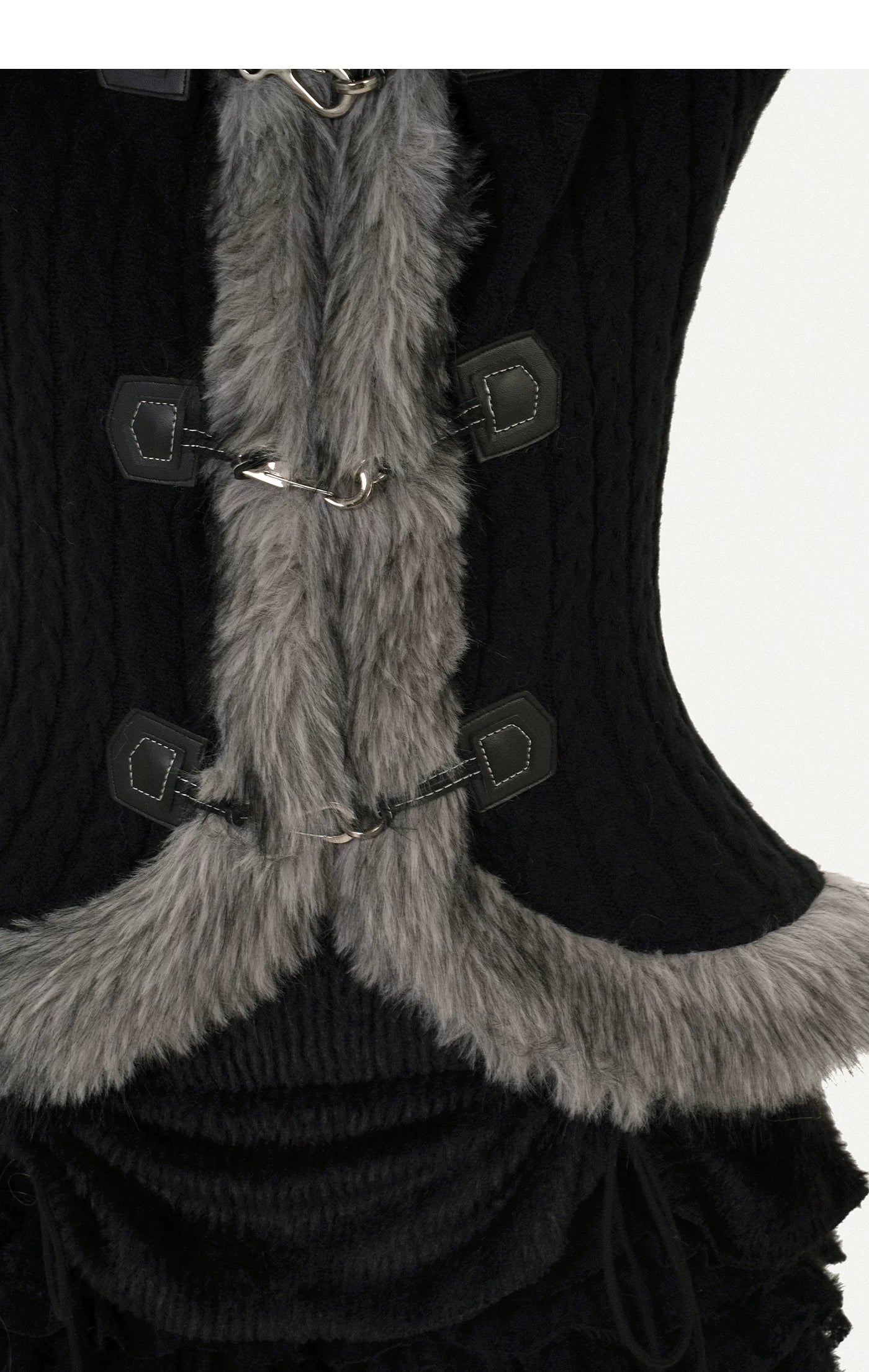 Hooded Fur Collar Fitted Knit Cardigan