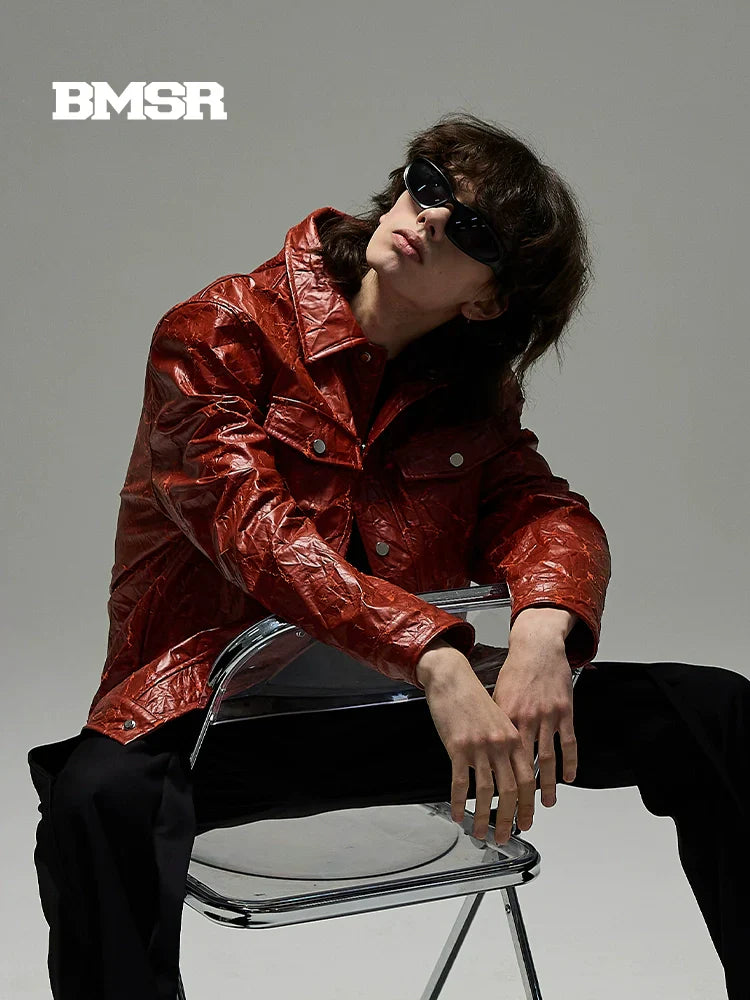 Wrinkle PU Leather Jacket