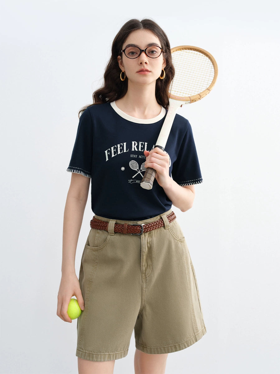 T-shirt cucita a contrasto retrò