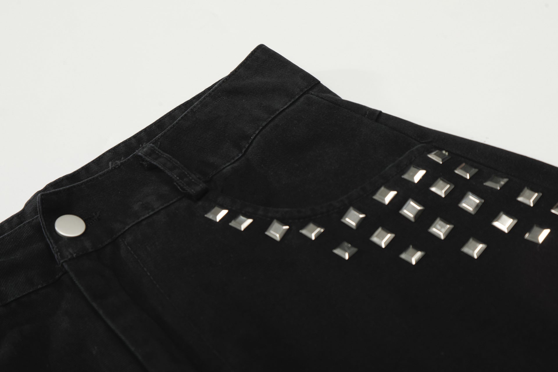 Rhinestone Curved Wide Leg Pants