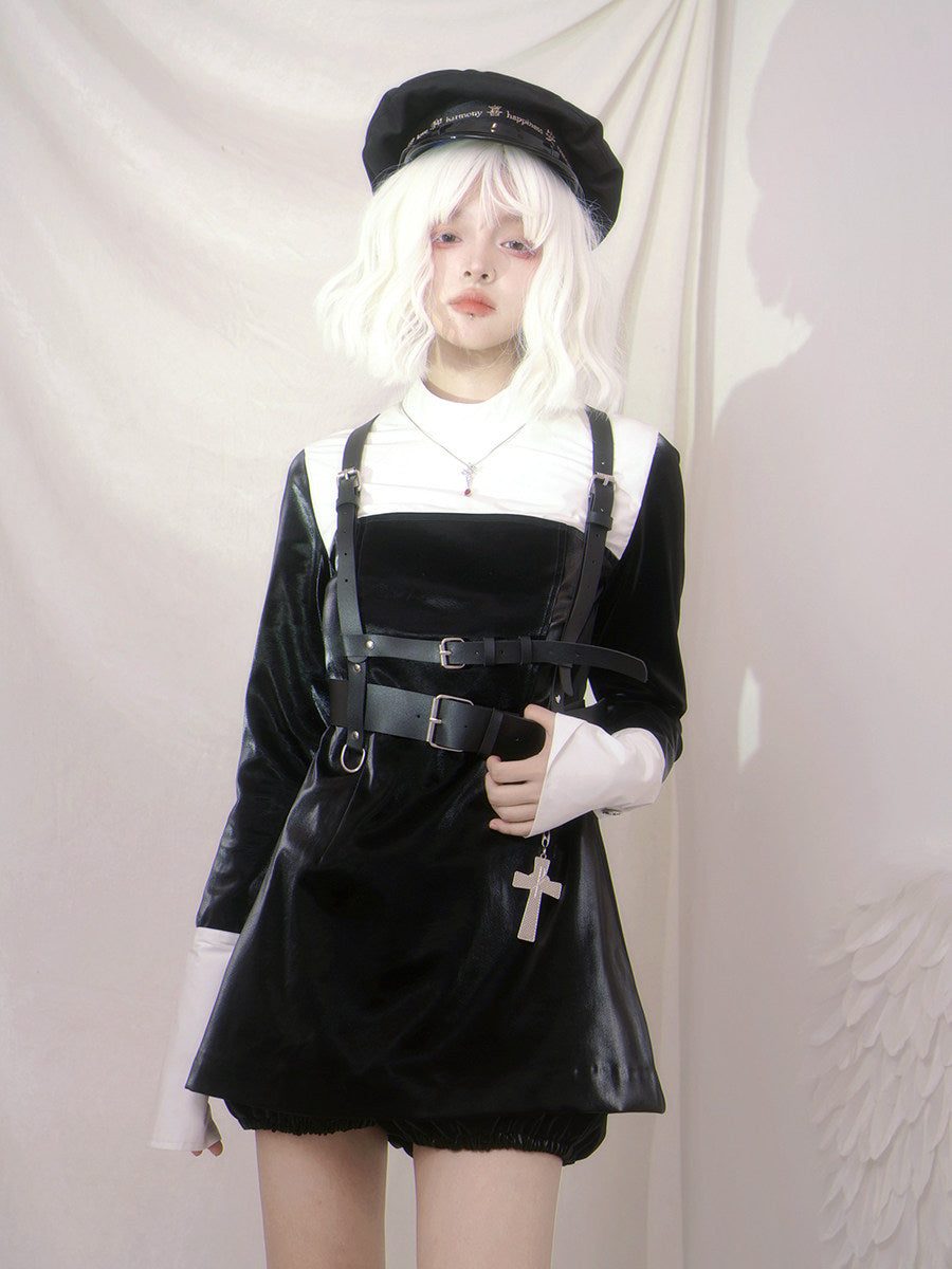 Bicolor Patchwork Long Sleeve Dress