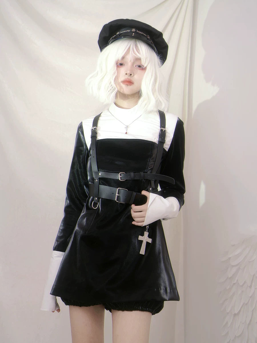 Bicolor Patchwork Long Sleeve Dress