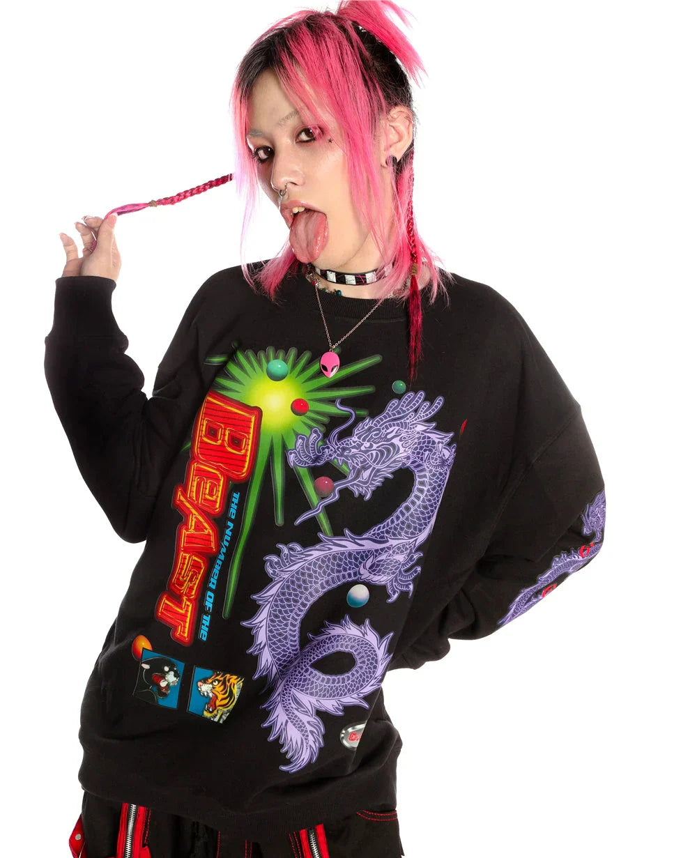 Dragon Art Print Long Sleeve Sweatshirt