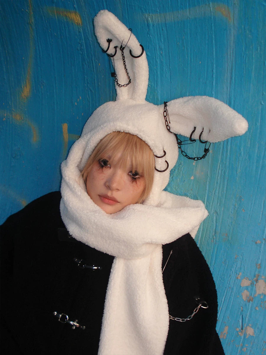 Rabbit Plush Ear Scarf Hat