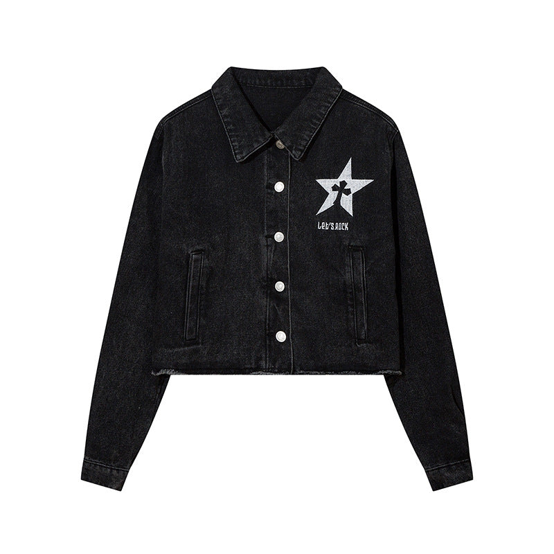 Veste en jean brodée Let's Rock
