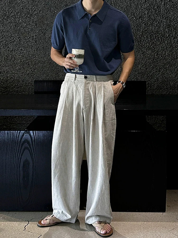 Solid Collar Knit Short Sleeve Polo Shirt