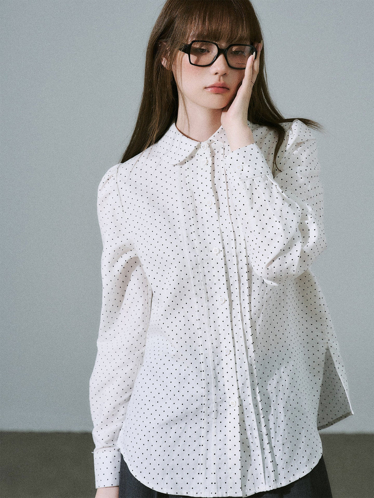 Lace & Flower Detail Stripe Long Sleeve Shirt