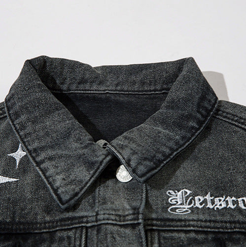 Stars Embroidered Denim Jacket