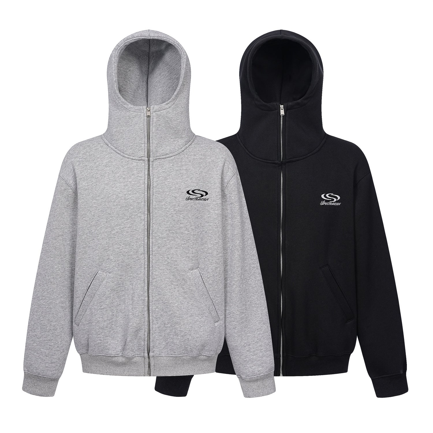 Letter Embroidery Oversize Zipper Hoodie