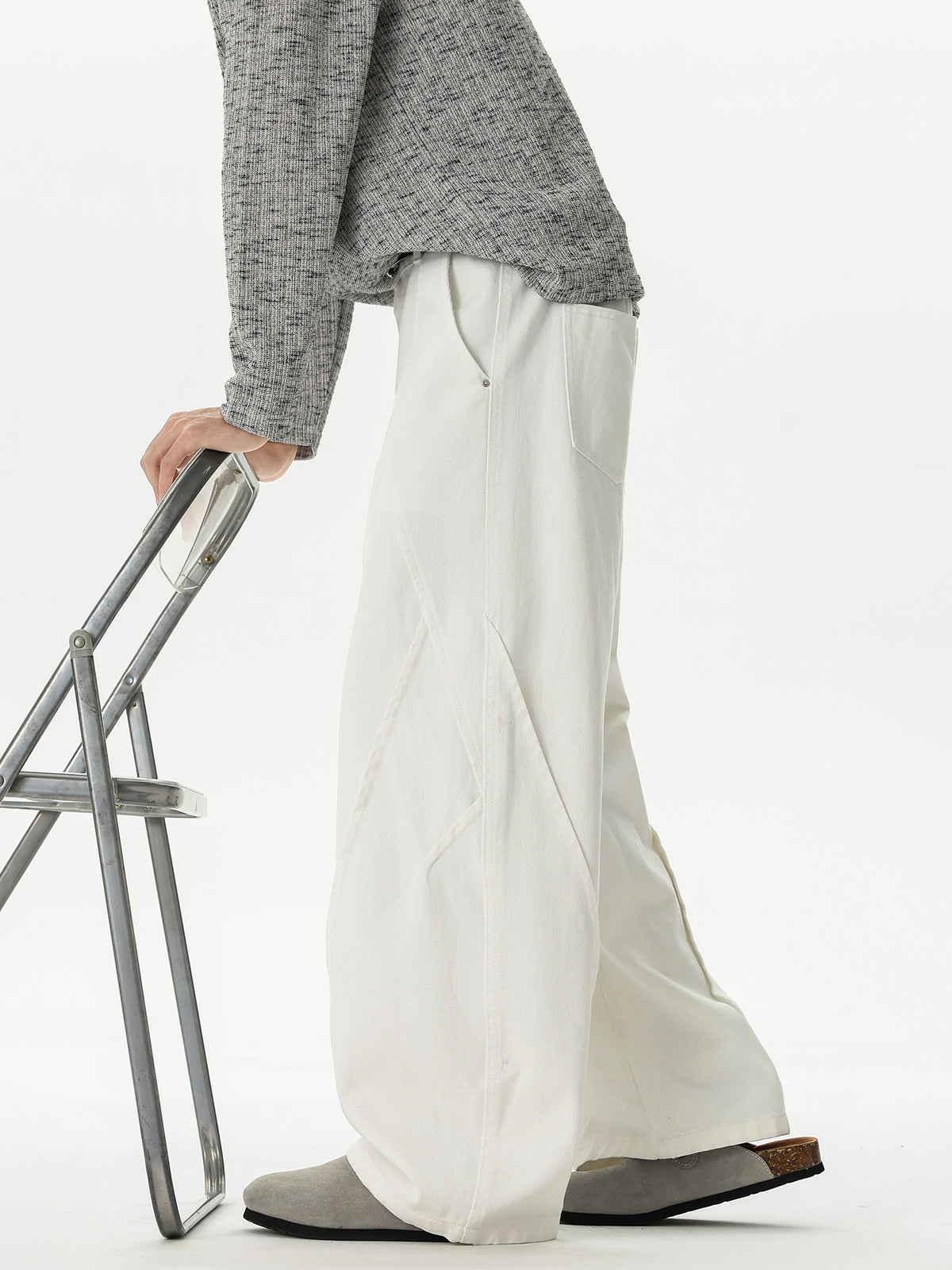 Vintage Deconstructed Patchwork Wide-Leg Pants