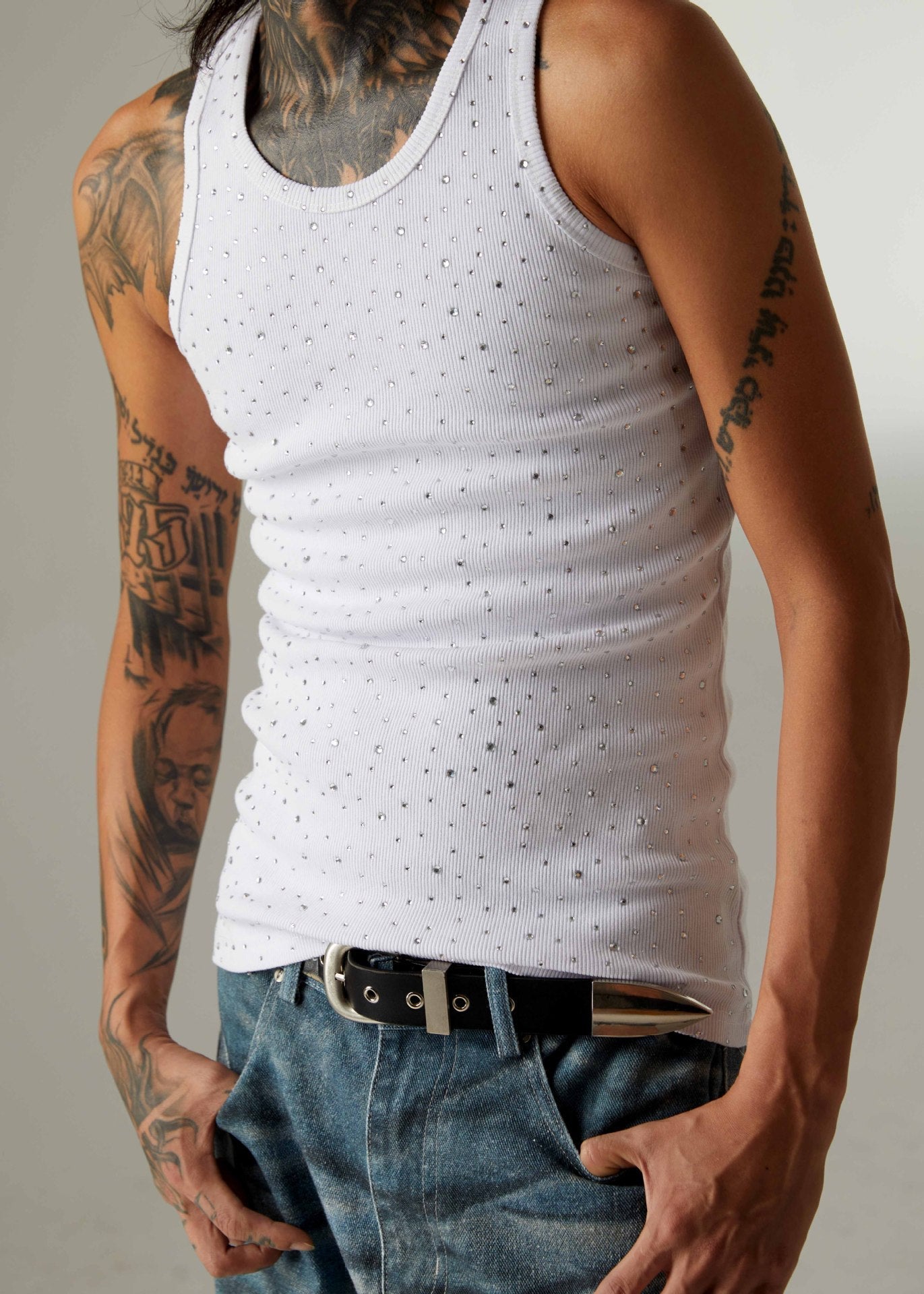 Studs Rhinestone Tank Top