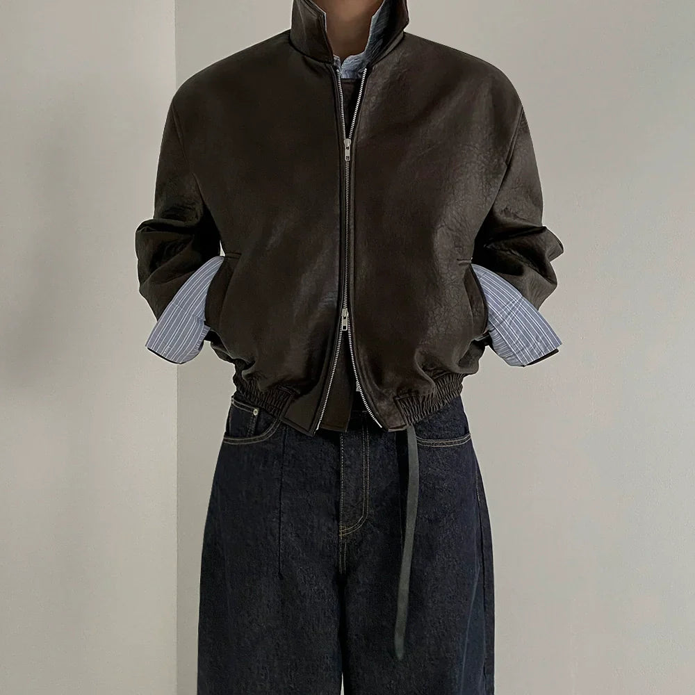 PU Leather Zipper Jacket