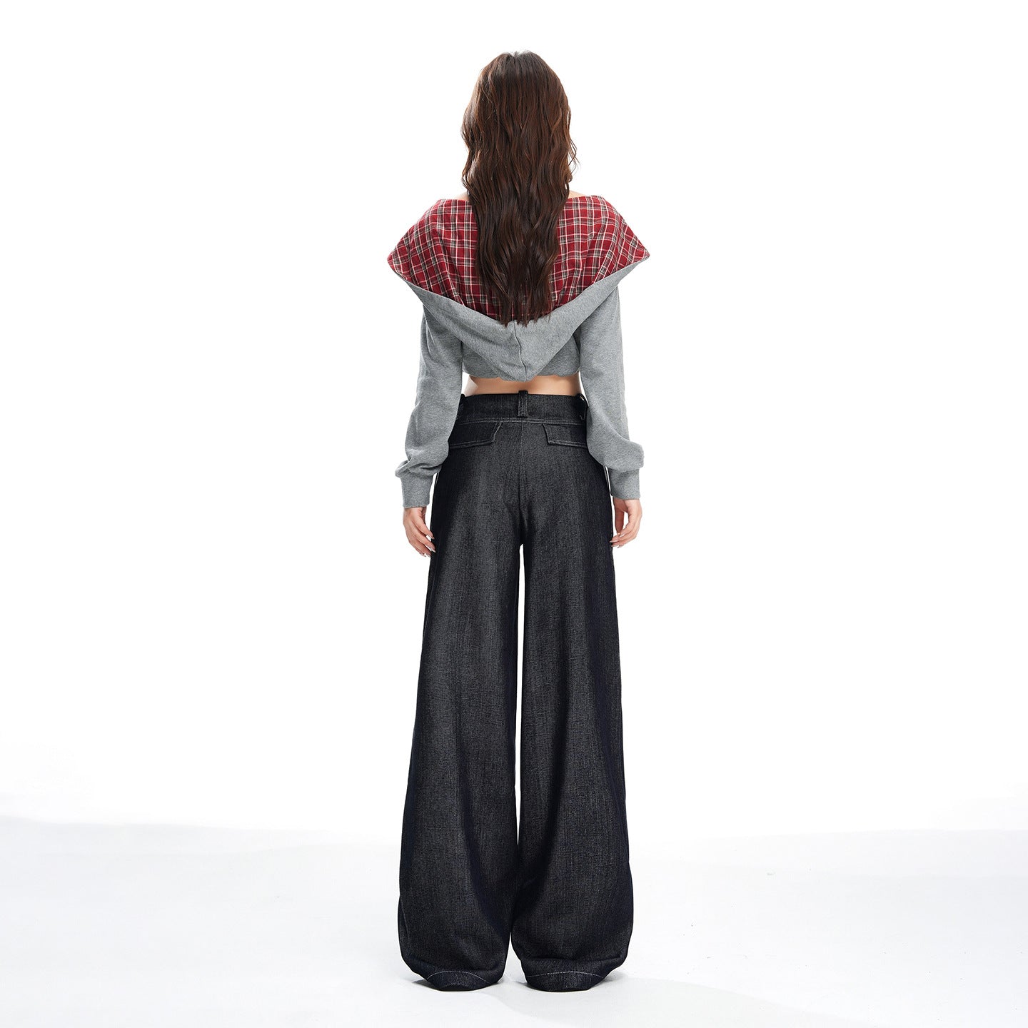 Low-Waisted Loose Floor-Length Wide-Leg Pants