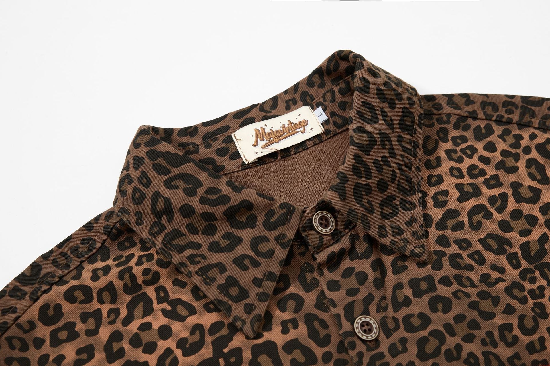 Leopard Heart Patch Short Sleeve Shirt